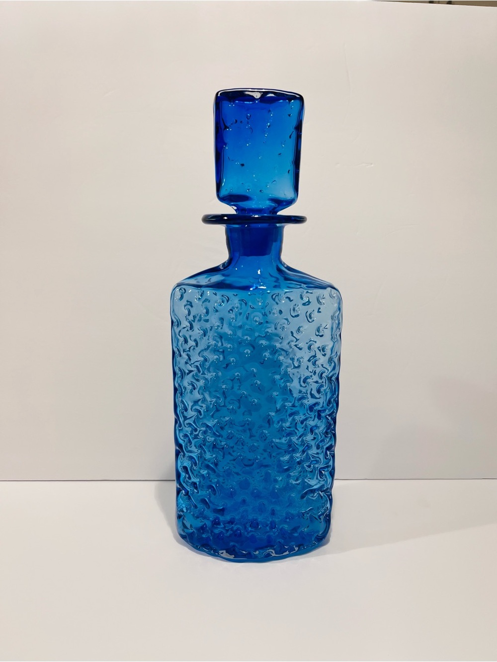 Rare Blenko 9111 Decanter With Stopper Wayne Husted Blue 14.5”